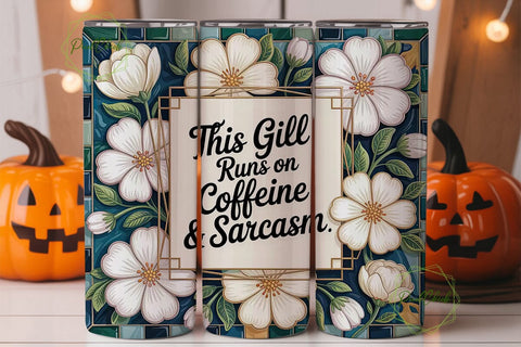 Caffeine & Sarcasm Tumbler Wrap Sublimation PixelChick 