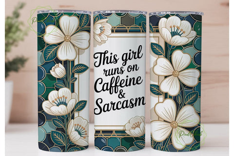 Caffeine & Sarcasm Tumbler Wrap Sublimation PixelChick 