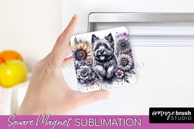 Cairn Terrier Magnet Sublimation - Dog Mom Floral Magnet PNG Design Sublimation OrangeBrushStudio 