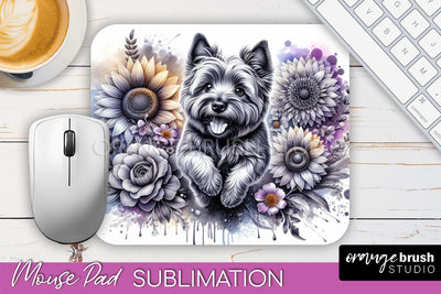 Cairn Terrier Mouse Pad Design - Dog Mom Floral Mousepad Sublimation Sublimation OrangeBrushStudio 