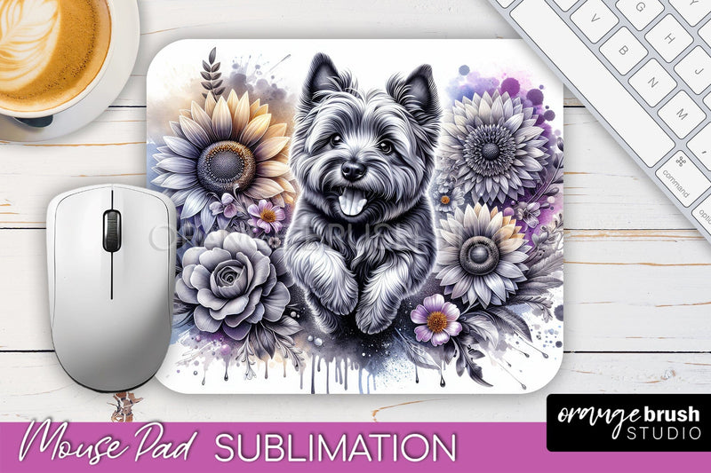 Cairn Terrier Mouse Pad Design - Dog Mom Floral Mousepad Sublimation Sublimation OrangeBrushStudio 