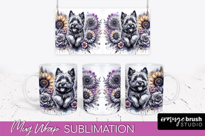 Cairn Terrier Mug Wrap - Dog Mom Floral Coffee Mug PNG Sublimation Sublimation OrangeBrushStudio 