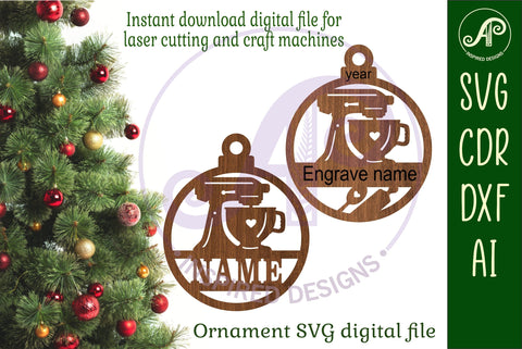 Cake mixer baker Christmas Ornament SVG laser cut SVG APInspireddesigns 