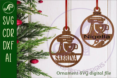 Cake mixer baker Christmas Ornament SVG laser cut SVG APInspireddesigns 