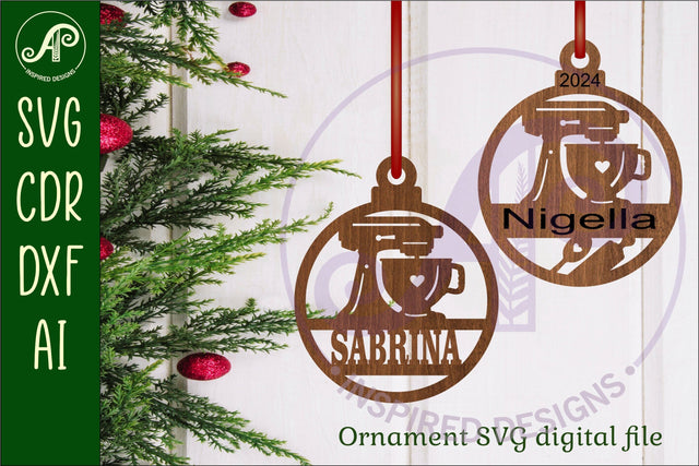 Cake mixer baker Christmas Ornament SVG laser cut SVG APInspireddesigns 
