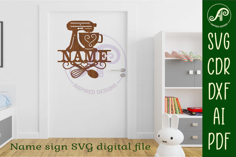 Cake mixer name sign svg laser cut file SVG APInspireddesigns 