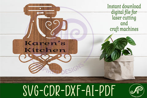 Cake mixer name sign svg laser cut file SVG APInspireddesigns 