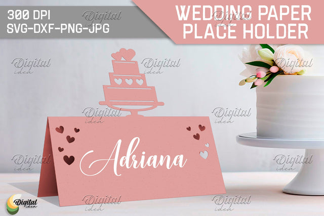 Cake SVG. Wedding Paper Place Holder. Name Card 3D Paper Evgenyia Guschina 