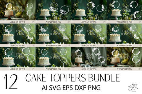 Cake Topper bundle SVG SVG Paperjamlab 