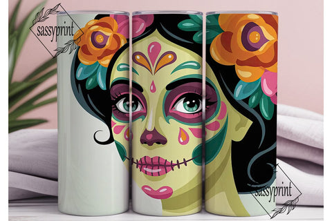 Calavera Sugar Skull 20oz Tumbler Wrap Sublimation sassyprint 