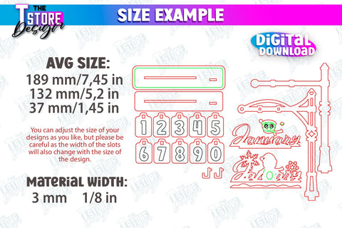 Calendar Laser Cut Bundle | Perpetual Calendar Bundle | Desktop Calendar | Never Ending Calendar | CNC Files SVG The T Store Design 