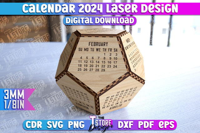Calendar Laser Cut | Laser Cut Design | CNC Files SVG The T Store Design 