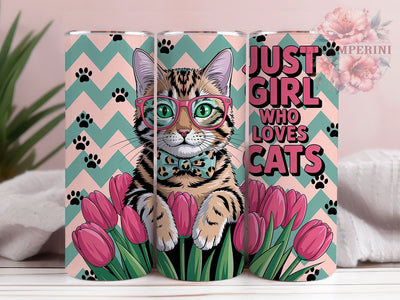 Calico Cat Lover Cute Kitten 20oz Tumbler, Cat Lover, Girl Loves Cats, Cute Kitten, Pet Theme, 20oz Tumbler Wrap, Sublimation PNG Sublimation Li Zamperini 
