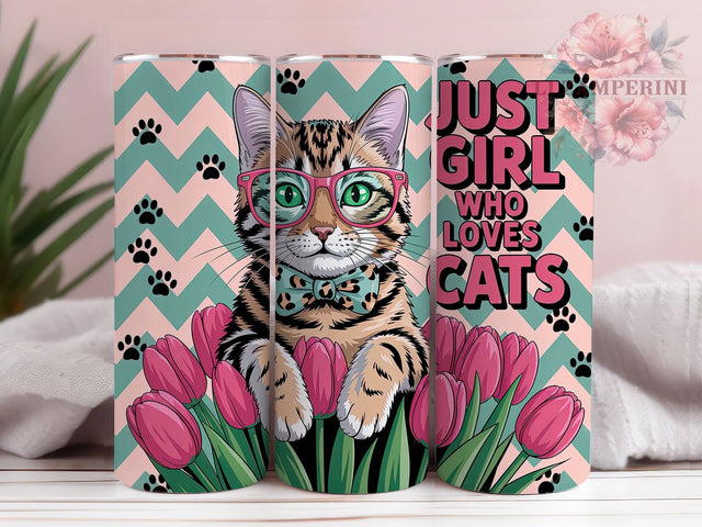 Calico Cat Lover Cute Kitten 20oz Tumbler, Cat Lover, Girl Loves Cats, Cute Kitten, Pet Theme, 20oz Tumbler Wrap, Sublimation PNG Sublimation Li Zamperini 
