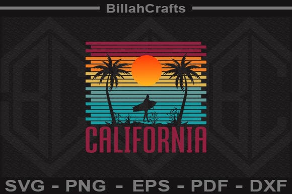 California Retro Sunset SVG SVG BillahCrafts 