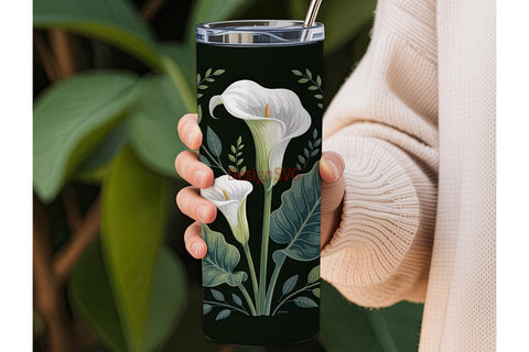 Calla Lily Elegance 20oz Tumbler Wrap Sublimation DesignSVG 