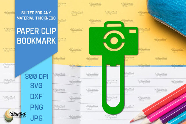 Camera Paper Clip Bookmark. Bookmark Clip Template SVG SVG Evgenyia Guschina 