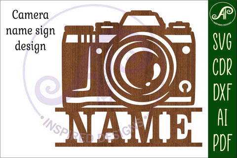 Camera shape name sign svg laser cut file SVG APInspireddesigns 