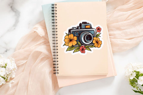 Camera with flower clipart Sticker Design Sublimation Regulrcrative 