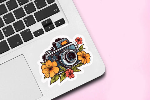 Camera with flower clipart Sticker Design Sublimation Regulrcrative 