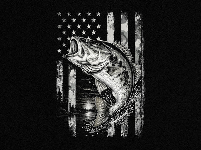 Camo American Flag Bass Fishing PNG SVG artprintfile 