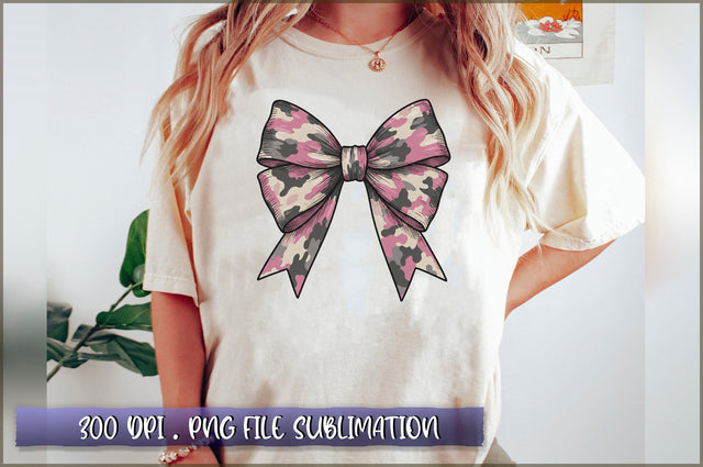 Camo Bow Camo Coquette PNG Sublimation Sublimation Shetara Begum 