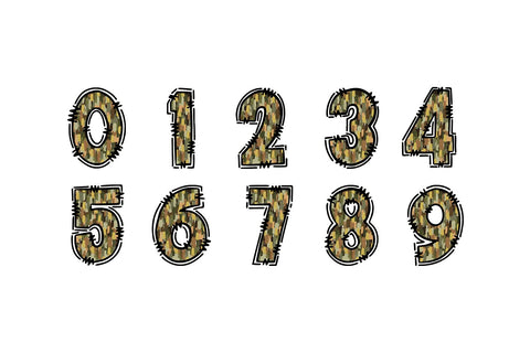 Camo Doodle Alphabet PNG – Uppercase Letters A-Z and Numbers 0-9 Sublimation BijouBay 