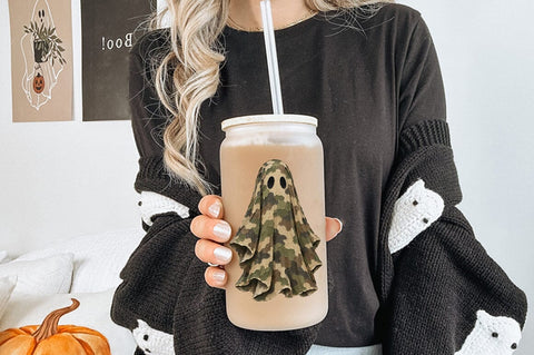 Camo Ghost PNG, Hunting Halloween Shirt Graphic Sublimation Pickled Thistle Creative 