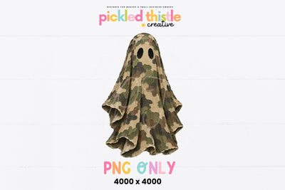 Camo Ghost PNG, Hunting Halloween Shirt Graphic Sublimation Pickled Thistle Creative 