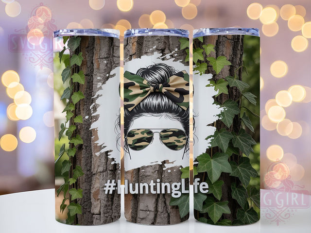 Camo Huntress Outdoor Tumbler, Female Hunter Present, Country Girl Design, Hunting Mom Cup, Outdoor Woman Gift, Camo Girl Drinkware, Sublimation Template Sublimation SvggirlplusArt 