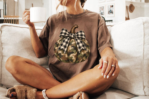 Camo Pumpkin PNG, Hunting Fall Shirt Graphic Sublimation Pickled Thistle Creative 