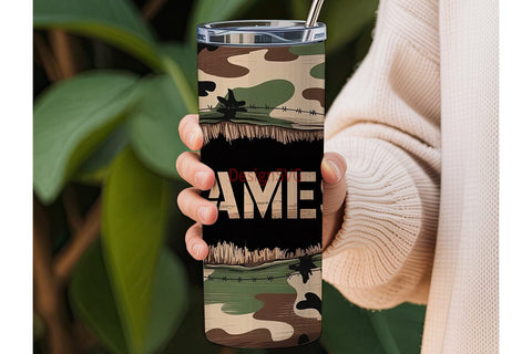 Camo Ripped Name 20oz Tumbler Wrap Sublimation DesignSVG 