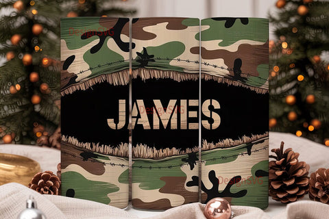 Camo Ripped Name 20oz Tumbler Wrap Sublimation DesignSVG 