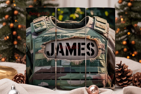 Camo Ripped Name 20oz Tumbler Wrap Sublimation DesignSVG 