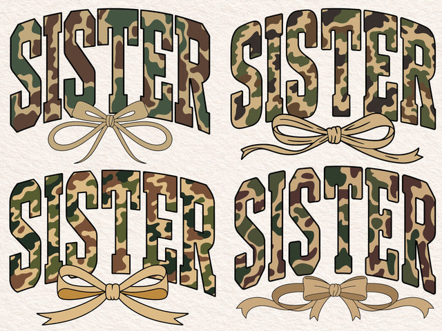 Camo Sister Coquette Design: Retro Camouflage PNG SVG SVG DesignDestine 