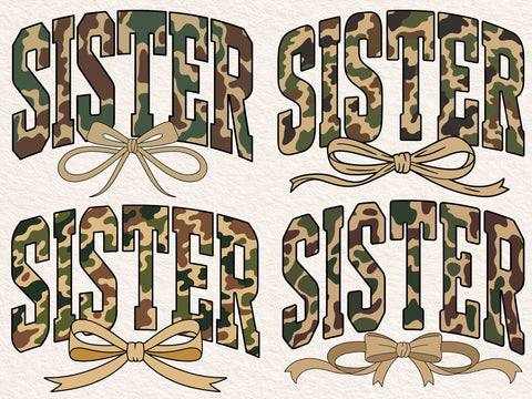 Camo Sister Coquette Design: Retro Camouflage PNG SVG SVG DesignDestine 