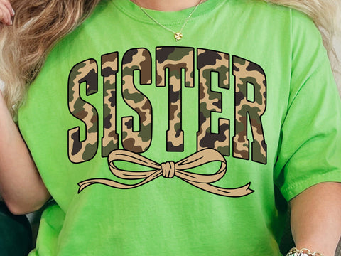 Camo Sister Coquette Design: Retro Camouflage PNG SVG SVG DesignDestine 