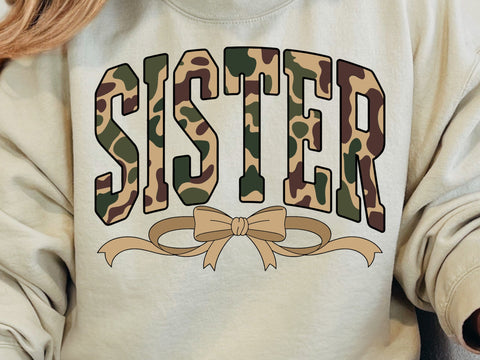 Camo Sister Coquette Design: Retro Camouflage PNG SVG SVG DesignDestine 