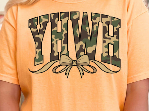 Camo YHWH Coquette Sublimation Design, Faith Based Christian PNG, Camouflage Scripture Graphic, Religious Digital Download Svg & Png SVG DesignDestine 