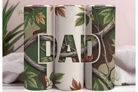Camouflage Dad 20oz Tumbler Wrap Sublimation PixelChick 