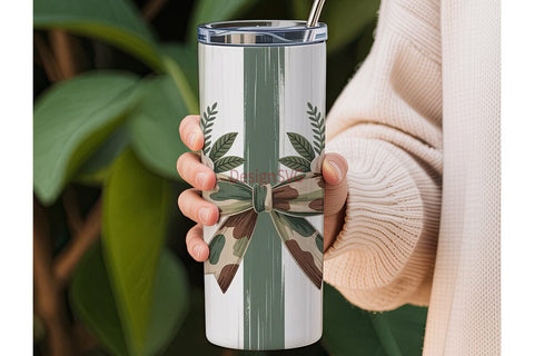 Camouflage Floral Bow 20oz Tumbler Wrap Sublimation DesignSVG 