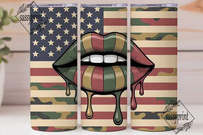 Camouflage Lips 20oz Tumbler Wrap Sublimation sassyprint 