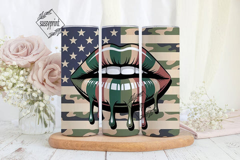 Camouflage Lips 20oz Tumbler Wrap Sublimation sassyprint 