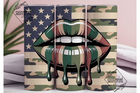 Camouflage Lips 20oz Tumbler Wrap Sublimation sassyprint 