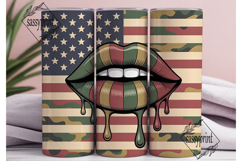 Camouflage Lips 20oz Tumbler Wrap Sublimation sassyprint 