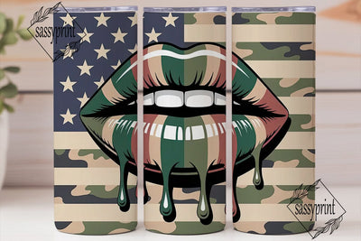 Camouflage Lips 20oz Tumbler Wrap Sublimation sassyprint 