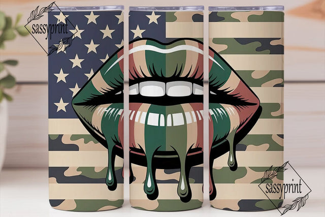 Camouflage Lips 20oz Tumbler Wrap Sublimation sassyprint 