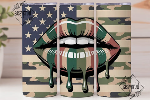 Camouflage Lips 20oz Tumbler Wrap Sublimation sassyprint 