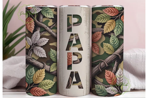 Camouflage Papa Tumbler Wrap Sublimation PixelChick 