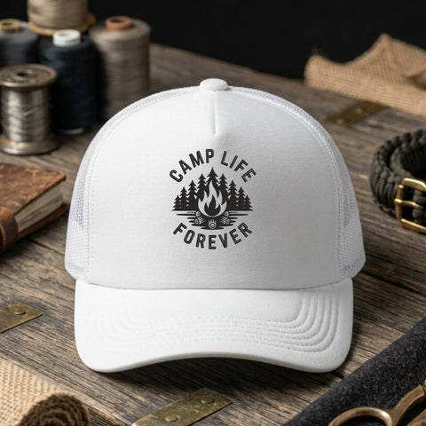 Camp Life Forever Embroidery Design – Campfire Pine Trees Camping Machine Embroidery File Embroidery/Applique DESIGNS PatternFeed8 